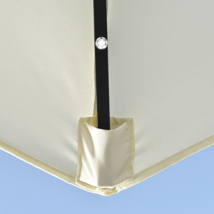 Skėtis nuo saulės, 265 x 240 cm, pusapvalis balkono skėtis su LED, pusapvalis kiemo skėtis su rankiniu alkūniniu velenu, saulės modulis sodui, metalinis, smėlio spalvos