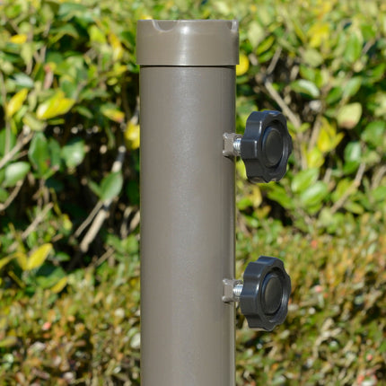 Skėtis nuo saulės, Ø2,67 x 2,45 m, alkūninis skėtis su dvigubu stogu, kryžminiu pagrindu, plienas, lauko apsauga nuo saulės, poliesteris, plienas, šviesiai pilka