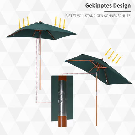 Sulankstomas sodo skėtis nuo saulės, pagamintas iš eglės medienos, reguliuojamas iki 3 lygių, žalias, 200 x 150 x 230 cm