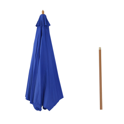Skėtis balkonui, 300 cm, konsolinė skėtis iš medžio, sodo skėtis, balkono skėtis, bambukas, mėlynas