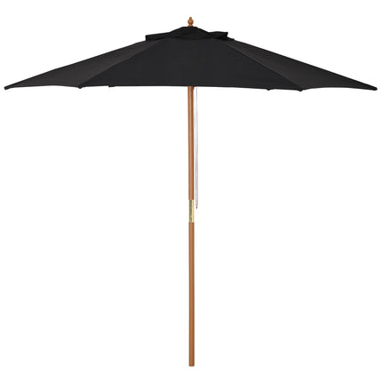 Skėtis nuo saulės sodui, 3 pakopų, apsauga nuo saulės, bambukas ir 180 m² poliesteris, juodas, Ø2,5 x 2,3 m