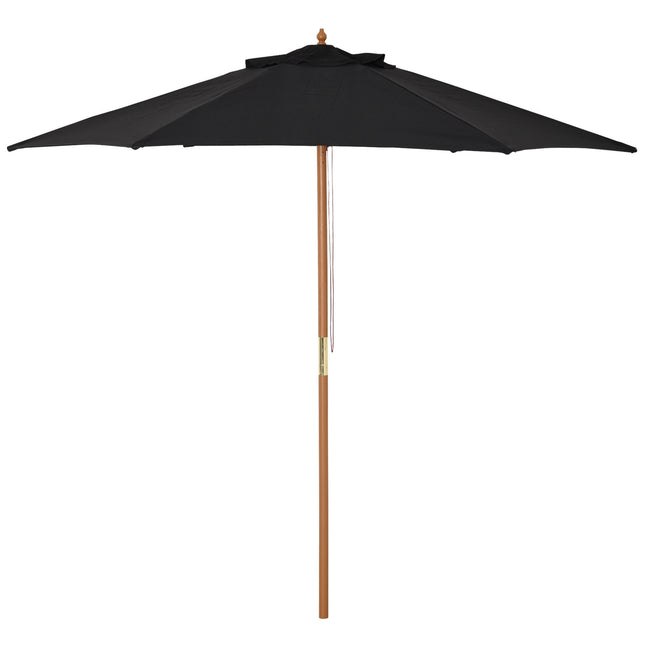 Skėtis nuo saulės sodui, 3 pakopų, apsauga nuo saulės, bambukas ir 180 m² poliesteris, juodas, Ø2,5 x 2,3 m