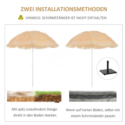 Skėtis nuo saulės, Havajų skėtis, Paplūdimio skėtis, Vakarėlių skėtis, Sodo skėtis, Įvairių spalvų, 4 modelių (Havajų skėtis / Ø160 cm / Smėlio spalvos)