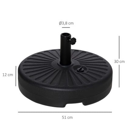 Skėčio nuo saulės stovas, 21-26 kg, Ø38 mm, cemento juodumo, Ø51 x 30 cm