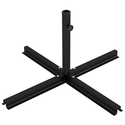 Skėčio stovas, 4 kg, skėčio stovas, kryžminis stovas, skirtas stulpams, kurių skersmuo Ø38-48 mm, konsolinis skėtis, juodas, 100 x 100 x 75 cm