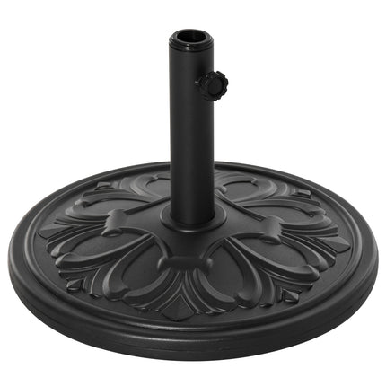 Skėčio stovas, skėčio stovas, skėčio laikiklis, skėčio pagrindas, 13 kg, stovas, skėtis, Ø35/Ø38/Ø48 mm, plastikas + cementas, antikvarinė juoda, Ø48 x 34 cm
