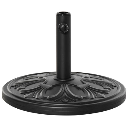 Skėčio stovas, skėčio stovas, skėčio laikiklis, skėčio pagrindas, 13 kg, stovas, skėtis, Ø35/Ø38/Ø48 mm, plastikas + cementas, antikvarinė juoda, Ø48 x 34 cm