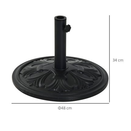 Skėčio stovas, skėčio stovas, skėčio laikiklis, skėčio pagrindas, 13 kg, stovas, skėtis, Ø35/Ø38/Ø48 mm, plastikas + cementas, antikvarinė juoda, Ø48 x 34 cm