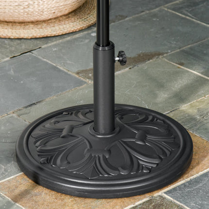 Skėčio stovas, skėčio stovas, skėčio laikiklis, skėčio pagrindas, 13 kg, stovas, skėtis, Ø35/Ø38/Ø48 mm, plastikas + cementas, antikvarinė juoda, Ø48 x 34 cm