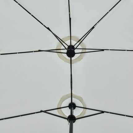 4.5 M double garden parasol with LED - Black & Cream