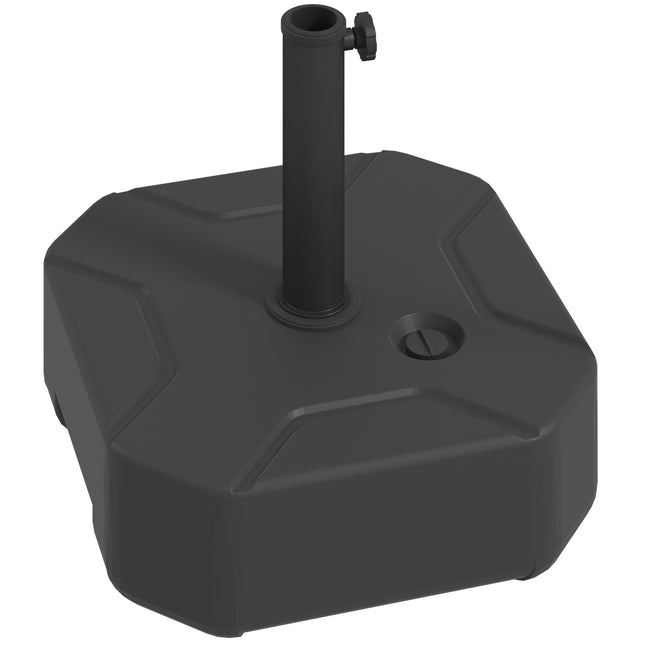 Skėčio nuo saulės stovas, pripildomas iki 25 kg, skėčio stovas, kvadratinis skėčio laikiklis, skėčio svoris, stovas skėčiui nuo saulės, vamzdžio skersmuo 38/48 mm, balkonui, terasai, sodui, juodas |