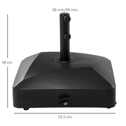 Skėčio nuo saulės stovas su ratukais Ø38/48 mm stulpams, 43 kg vandens arba 60 kg smėlio, stabilus metalinis stovas sodui ir terasai