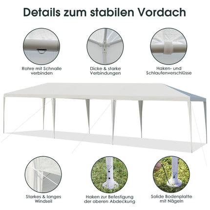 Renginių palapinė, 3 m x 9 m, vandeniui atspari lauko pavėsinė, balta