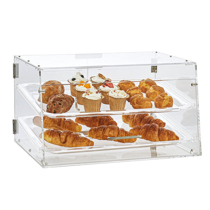 Pastry Display Case, 2-Tier Acrylic, Rear Door, 52.6cm