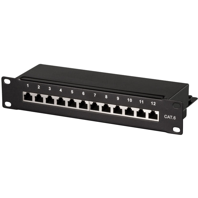 Patch panel 12-port Cat6 for 10" rack U1 Black