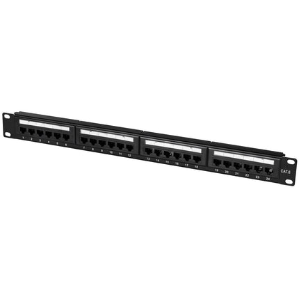 Patch panel 24-ports Cat6 for 19" rack U1 Black