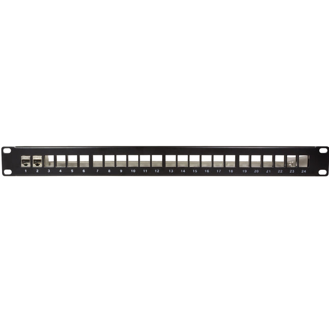 Patch panel for 24 Keystone sockets for 19" rack U1 Black