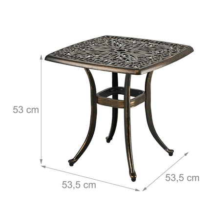Terasos stalas su skyle skėčiui - lieto aliuminio, kvadratinis