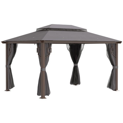 Sodo paviljonas, 4 x 3 m, šventinė palapinė su 4 šoninėmis panelėmis, 4 tinkleliais nuo uodų, kvėpuojantis dvigubas stogas, metalinis, poliesteris