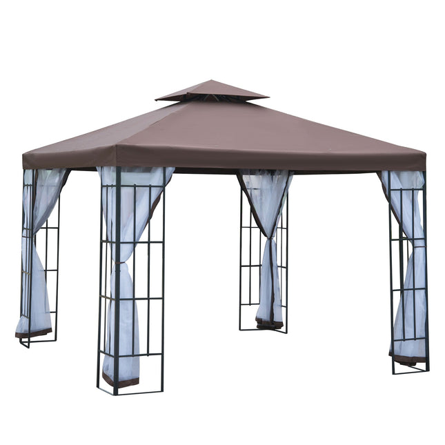 Sodo paviljonas su tinkleliais nuo uodų, vakarėlių palapinė su dvigubu stogu, sodo palapinė 2,97 x 2,97 m
