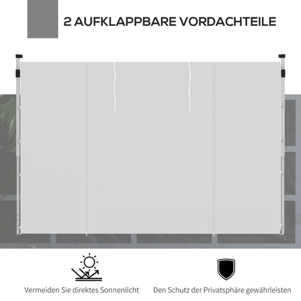 Paviljono šoninių panelių komplektas, 2 šoninės sienos su langu ir durimis, 3x3/3x6 m, Oksfordo, balta