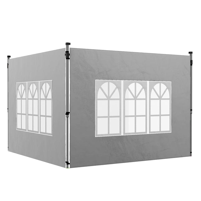 Paviljono šoninių sienų komplektas, 3x3/3x4m, atsparus vandeniui, šviesiai pilkas