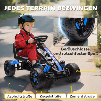 Vaikiškas pedalinis kartingas su stabdžiais, neslystančiais ratais, 3-6 metų