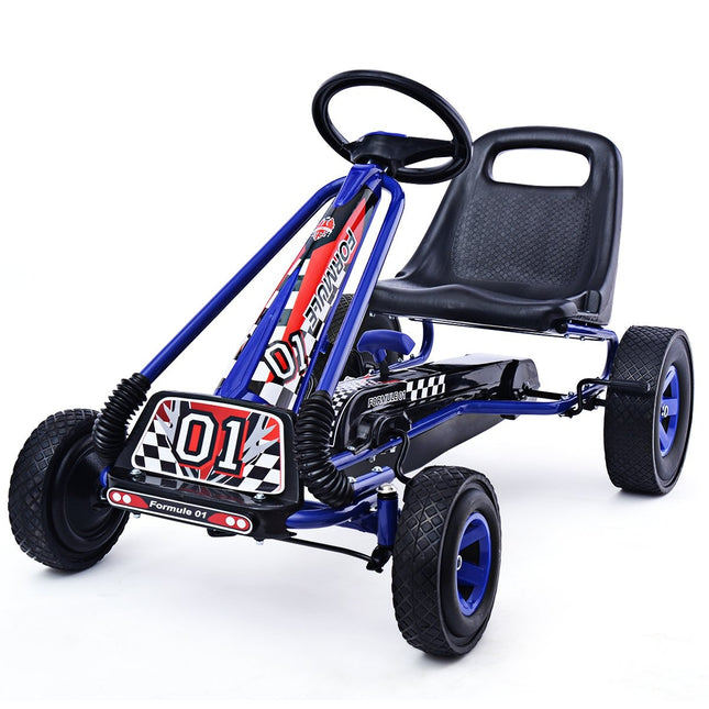 Pedal Gokart lenktyninis vaikiškas automobilis su pedalais, transporto priemonė, pedalų automobilis, Gokart, išorinė sėdynė, mėlyna