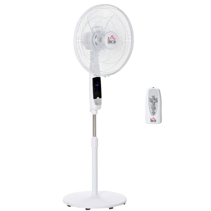 Stovėjimo ventiliatorius 138 cm, baltas, su laikmačiu, nuotolinio valdymo pultu, reguliuojamo aukščio, 3 greičiais, plienas