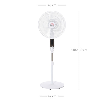Stovėjimo ventiliatorius 138 cm, baltas, su laikmačiu, nuotolinio valdymo pultu, reguliuojamo aukščio, 3 greičiais, plienas