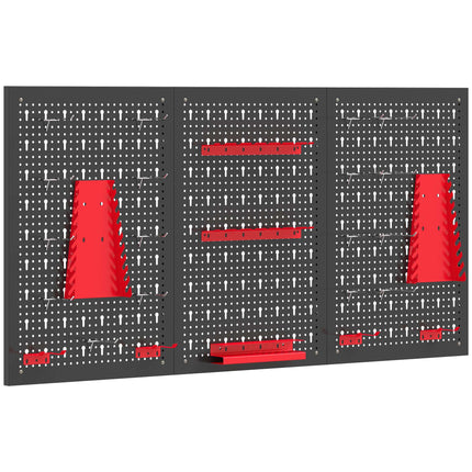 Perforuotų lentų įrankių organizatorių rinkinys, 3 x 60 x 40 cm, 28 dalių