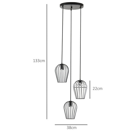 Pakabinamas šviestuvas su geometriniu raštu, modernus, metalinis, juodas, Ø38x145 cm