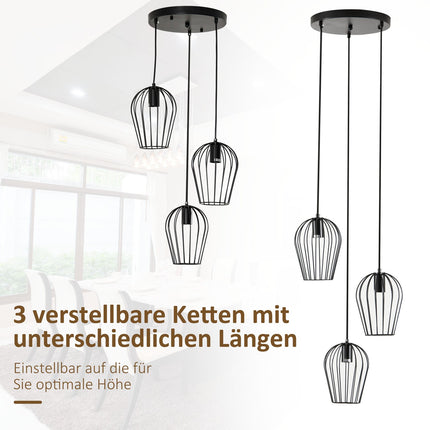 Pakabinamas šviestuvas su geometriniu raštu, modernus, metalinis, juodas, Ø38x145 cm