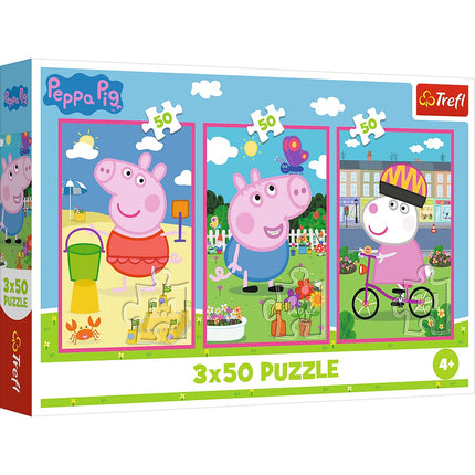 Peppa Pig dėlionių rinkinys, 3 x 50 detalių, draugystės tema