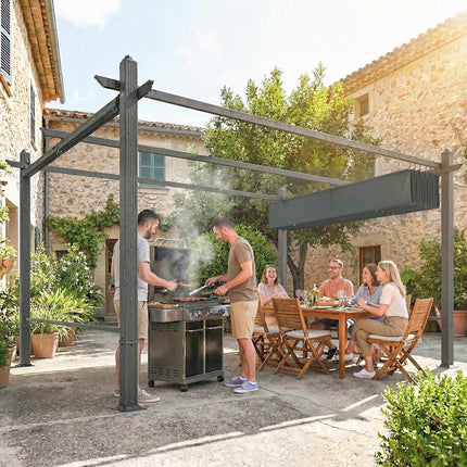 Pergola 3x4m su ištraukiamu stogu ir UV50+ aliuminio rėmu