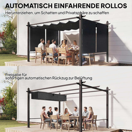 Pergola 3x4m su ištraukiamu stogu ir UV50+ aliuminio rėmu