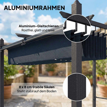 Pergola 3x4m su ištraukiamu stogu ir UV50+ aliuminio rėmu
