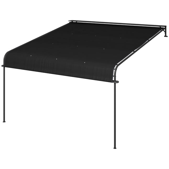 Pergola 4x3m Orui atsparus kiemo stogelis, Tvirtinamas prie sienos, Reguliuojamas stogas, Plienas, Tamsiai Pilkas