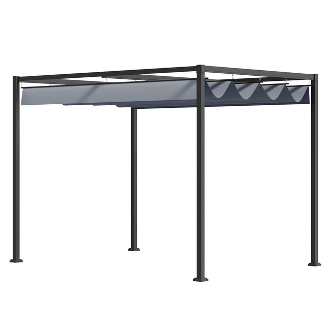 Pergola 4x3m sodo paviljonas, terasos stogas pagamintas iš plieno, sodo paviljonas su reguliuojamu stogu, laisvai stovintis, apsauga nuo saulės terasai ir sodui, tamsiai pilkas