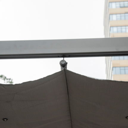 Pergola pavėsinė-kiemo stogelis su stumdomu stogu, sodui, aliuminis, medžio anglies pilka + tamsiai pilka, 3x3x2,23 m
