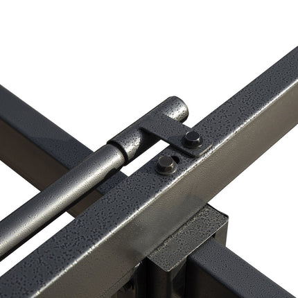 Pergola, vandeniui atspari pavėsinė, 3 x 3 m, kiemo stogelis su stumdomu stogu, apsauga nuo UV spindulių, metalinė, juoda ir pilka