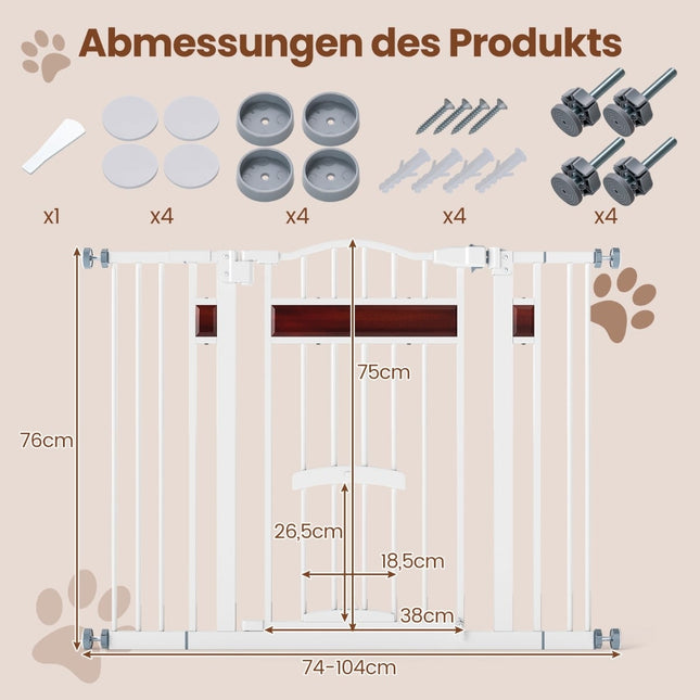 Naminių gyvūnėlių varteliai su mažomis durelėmis, metaliniai, reguliuojami 74-104 cm