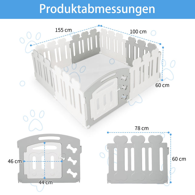 Gyvūnų žaidimų aptvaras, 8 panelių, HDPE, skirtas naudoti viduje/lauke, 35 cm aukščio
