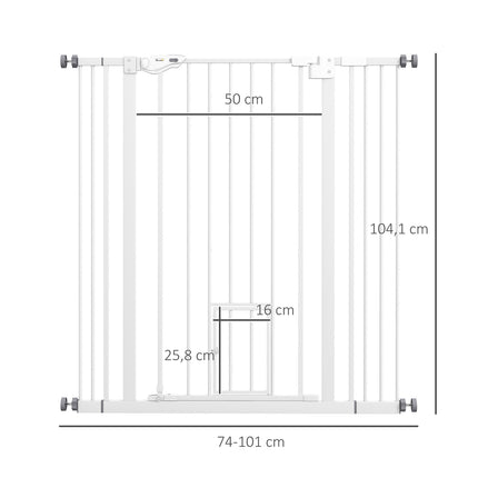 Apsauginiai varteliai augintiniams, be gręžimo, automatinis užsidarymas, reguliuojami nuo 74 iki 101 cm