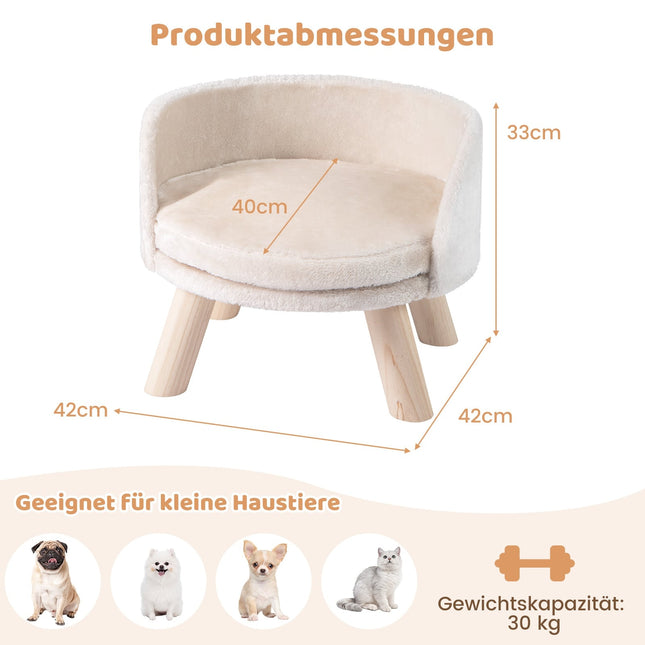Sofa-lova augintiniams su pagalvėle, pušies medienos kojelės, smėlio spalvos