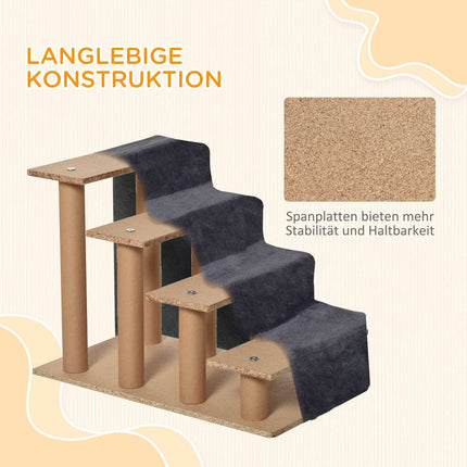 Augintinių laiptai, 4 laipteliai, nuimamas uždangalas, tamsiai pilki, 44 cm