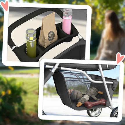 Vežimėlis augintiniams, sulankstomas, lengvas, plieninis rėmas, 10 kg talpa