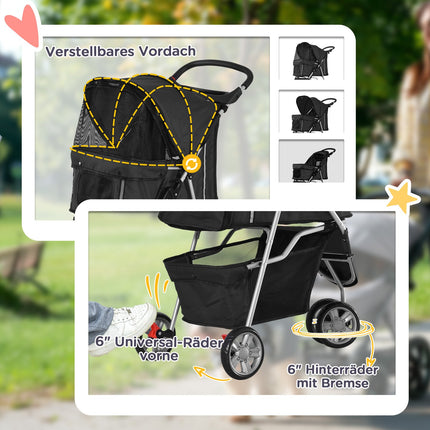 Vežimėlis mažiems šunims, sulankstomas, iki 10 kg
