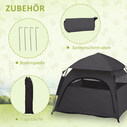 Naminių gyvūnėlių palapinė, šunų palapinė, lauko kačių namelis, šunų namelis su tinklelio langu, šunų „Tipee“ palapinė su nešiojimo krepšiu, saulės stogelis, tamsiai pilka