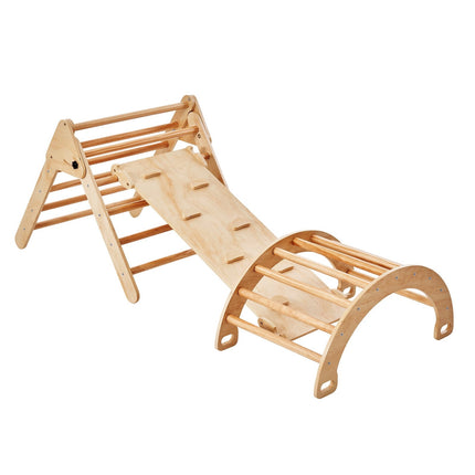 Pikler Triangle Set 5-in-1, Ramp and Arch, Wood